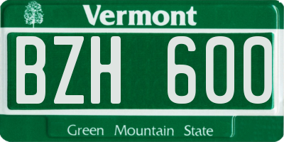 VT license plate BZH600