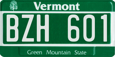 VT license plate BZH601