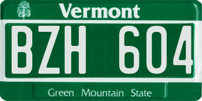 VT license plate BZH604