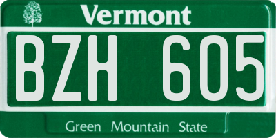 VT license plate BZH605