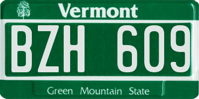 VT license plate BZH609