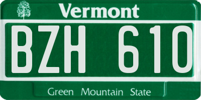 VT license plate BZH610