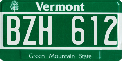 VT license plate BZH612