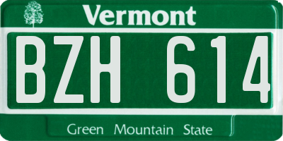 VT license plate BZH614