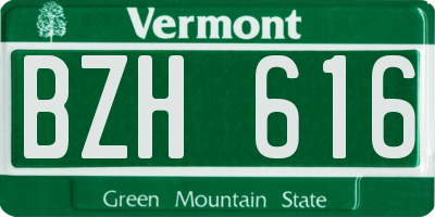 VT license plate BZH616