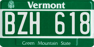 VT license plate BZH618