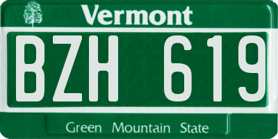 VT license plate BZH619