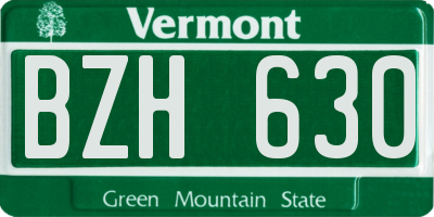 VT license plate BZH630