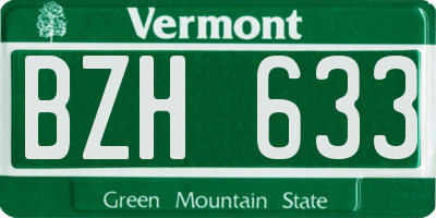 VT license plate BZH633