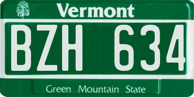 VT license plate BZH634