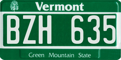 VT license plate BZH635