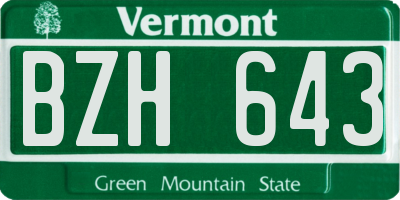 VT license plate BZH643