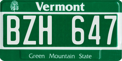 VT license plate BZH647