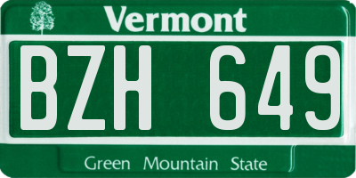 VT license plate BZH649