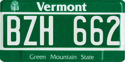 VT license plate BZH662