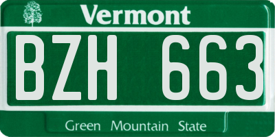 VT license plate BZH663