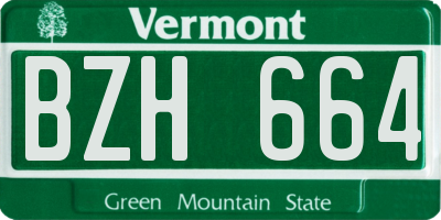 VT license plate BZH664
