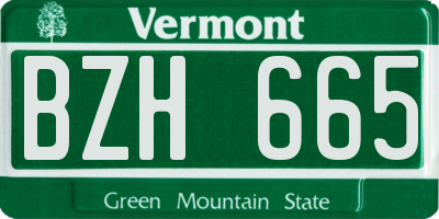 VT license plate BZH665