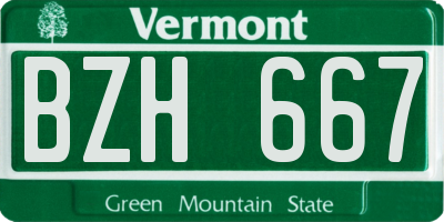 VT license plate BZH667