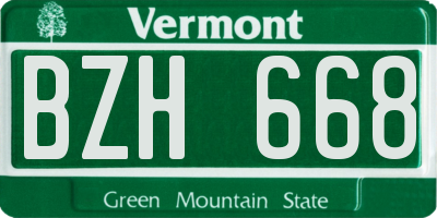 VT license plate BZH668