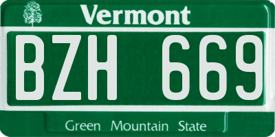 VT license plate BZH669