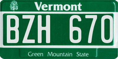 VT license plate BZH670
