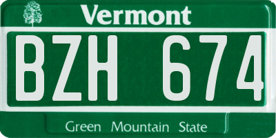 VT license plate BZH674
