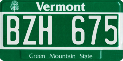 VT license plate BZH675