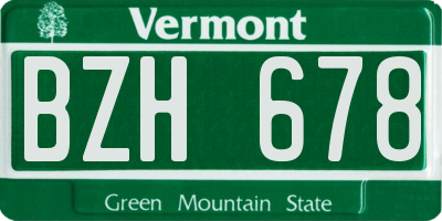 VT license plate BZH678