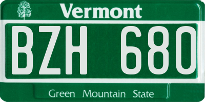 VT license plate BZH680