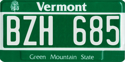 VT license plate BZH685