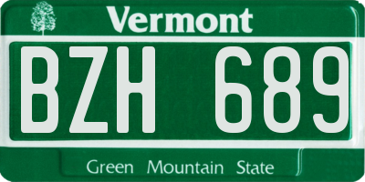 VT license plate BZH689