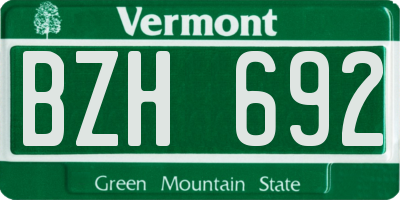 VT license plate BZH692