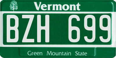 VT license plate BZH699