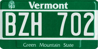 VT license plate BZH702