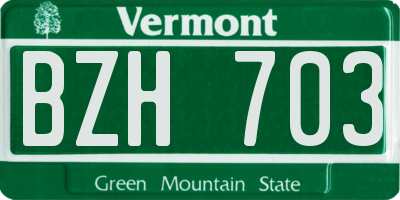 VT license plate BZH703