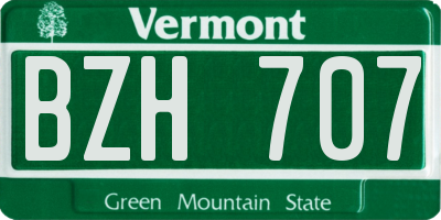 VT license plate BZH707