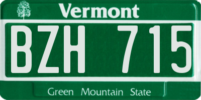 VT license plate BZH715