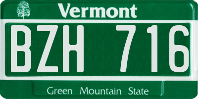 VT license plate BZH716