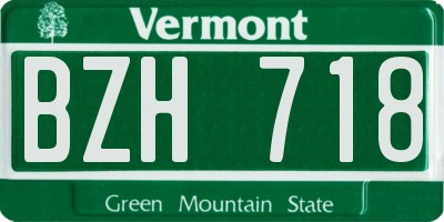 VT license plate BZH718