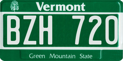 VT license plate BZH720