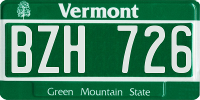 VT license plate BZH726