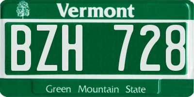 VT license plate BZH728
