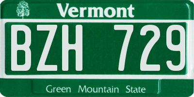 VT license plate BZH729