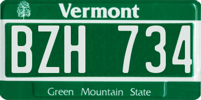 VT license plate BZH734