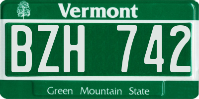 VT license plate BZH742