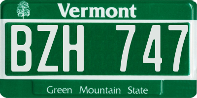 VT license plate BZH747
