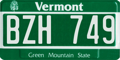 VT license plate BZH749