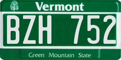 VT license plate BZH752