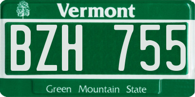 VT license plate BZH755